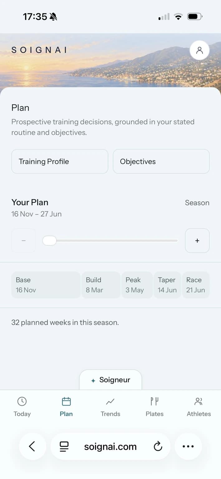 Planning screen in SoignAI